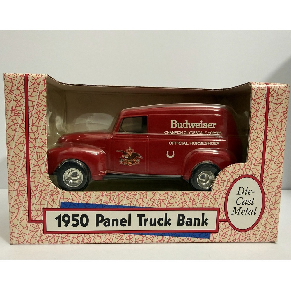 Vintage 1992 ERTL Budweiser 1950 Panel Truck Die Cast Bank Boxed